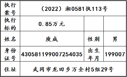 曝光！武冈法院2023年第五期失信被执行人名单，最高375万！