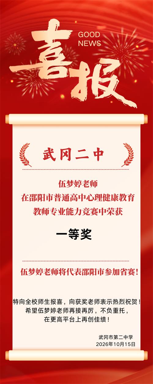 武冈二中两名教师在全市思政课竞赛中夺冠